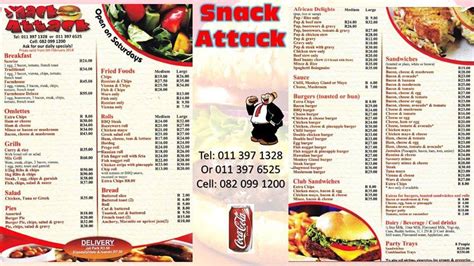 Snack Attack Menu .